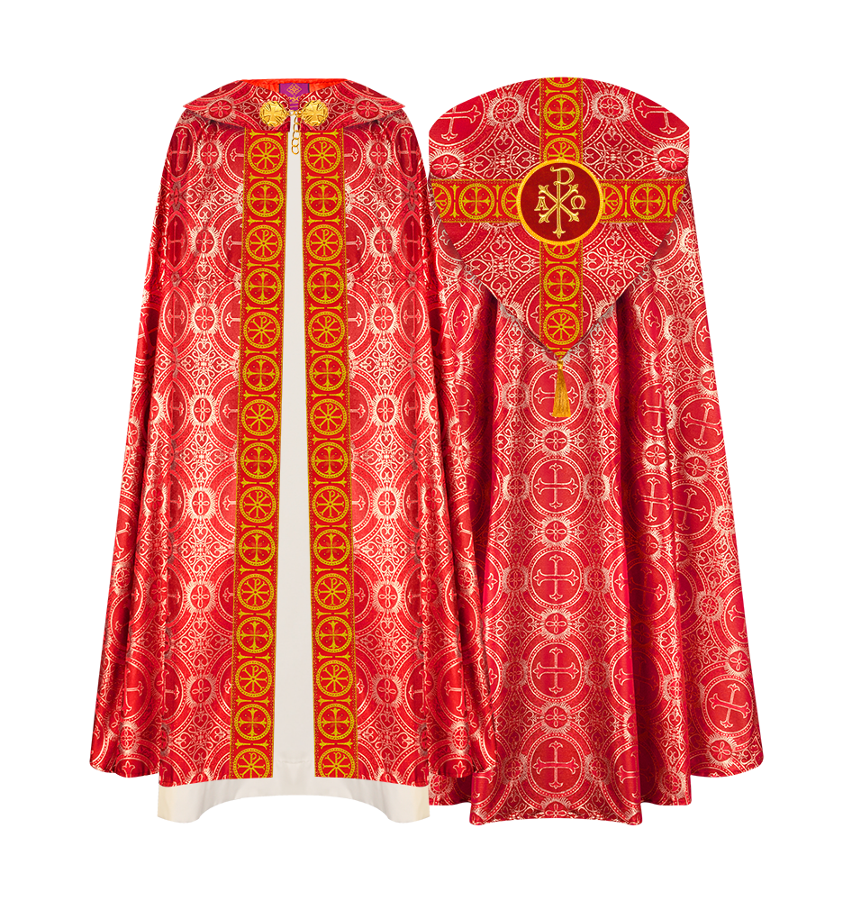 Gothic Cope Vestment with Cross Type Braided Motif