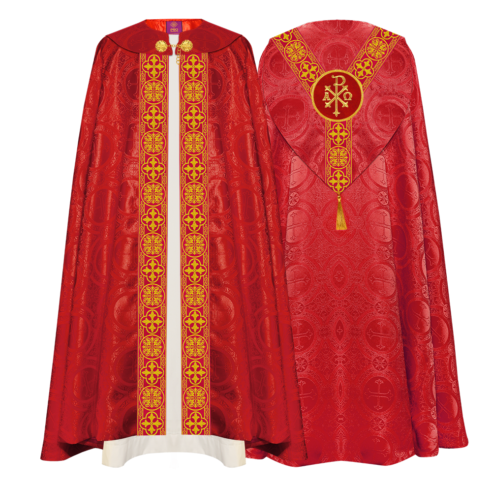 Gothic Cope Vestment with Y Type Braided Trims and Motifs