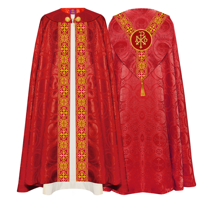 Gothic Cope Vestment with Y Type Braided Trims and Motifs