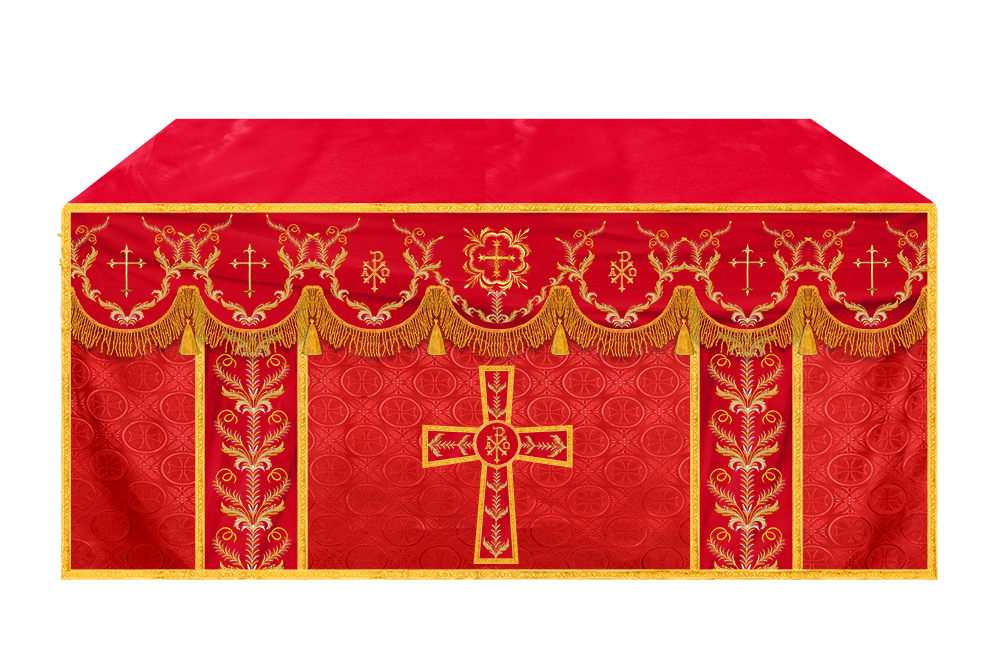 Handcrafted Church Altar Cloth with Detailed Embroidered Trims