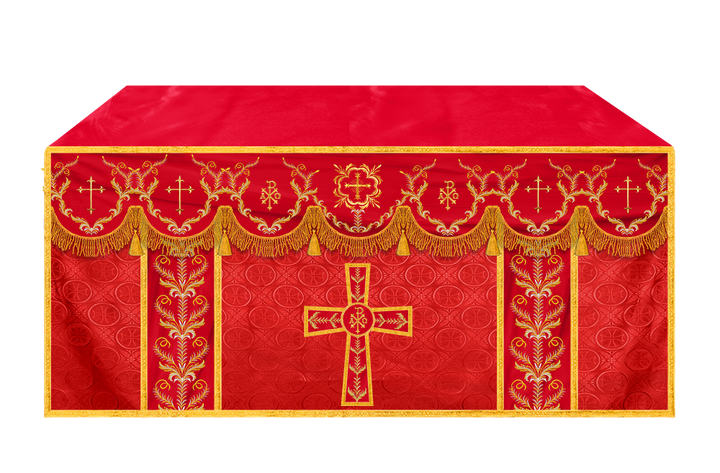 Handcrafted Church Altar Cloth with Detailed Embroidered Trims