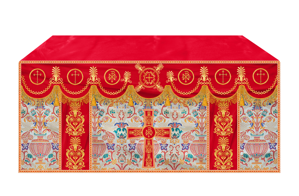 Coronation Tapestry Altar Table Cloth with Embroidered trims