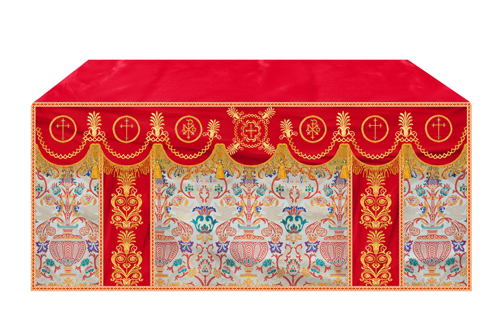 Coronation Tapestry Altar Table Cloth with Embroidered trims