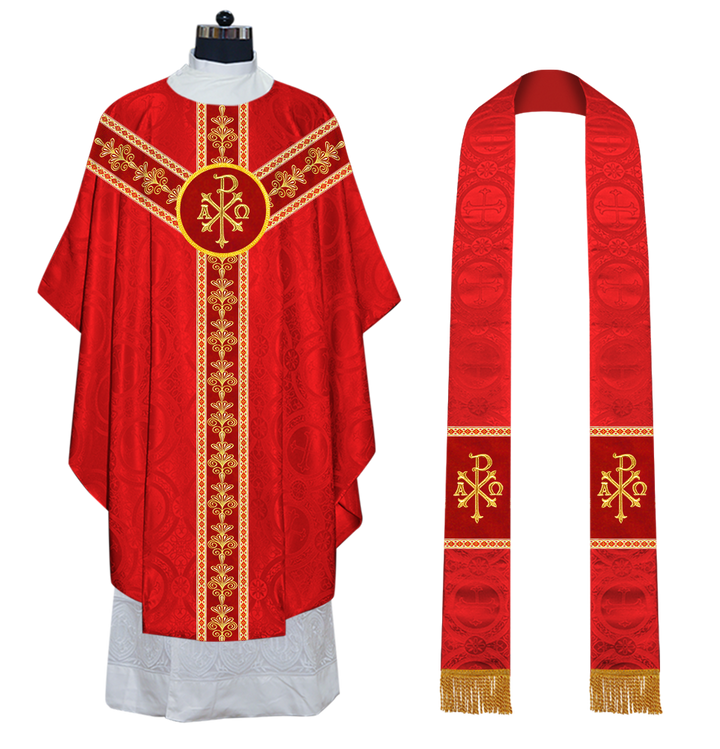 Gothic Chasuble Vestments With  Liturgical Motifs and Trims