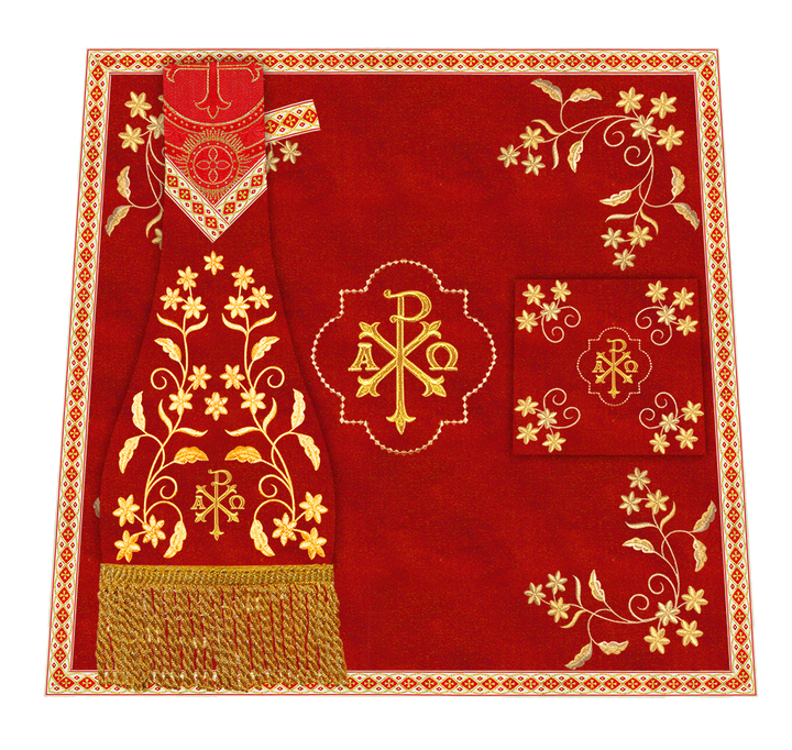 Roman Chasuble Vestment With Floral Design and Trims