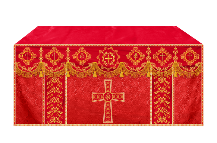 Elegant Altar Cloth with Intricate Orphrey Embroidery & Motif