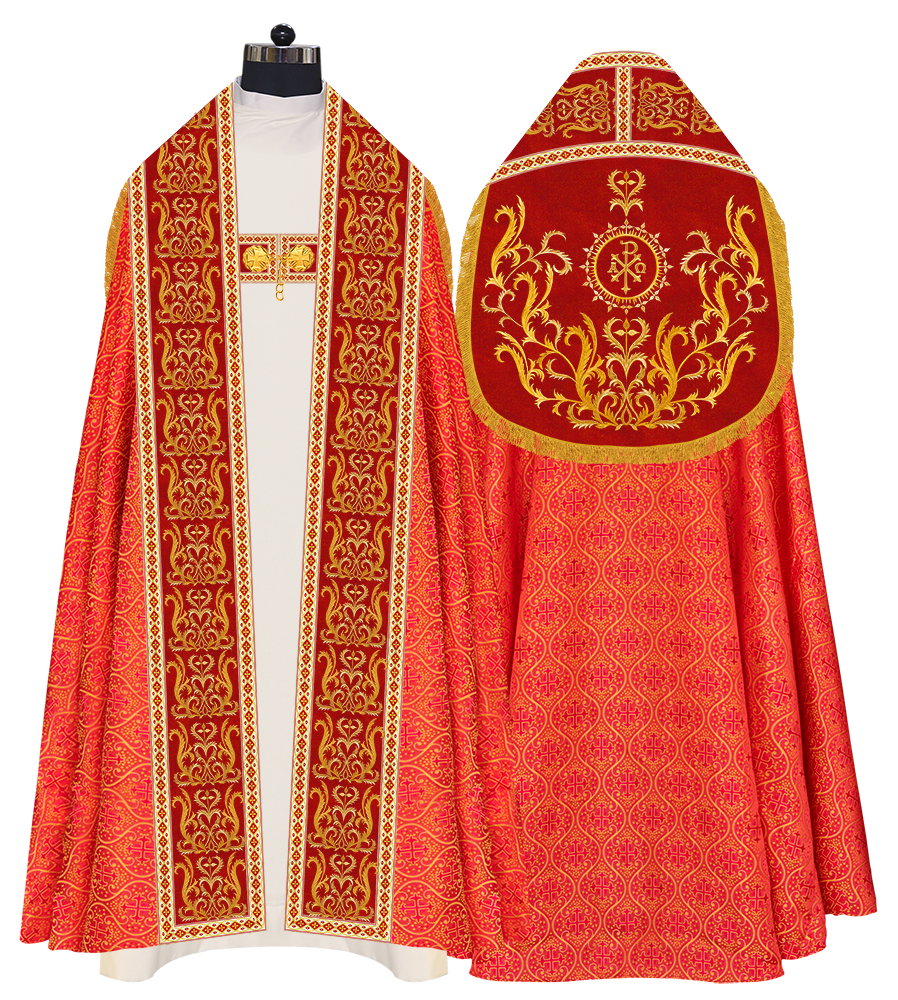 Roman Cope Vestment with Braid Embroidered Orphrey