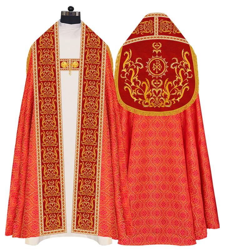 Roman Cope Vestment with Braid Embroidered Orphrey