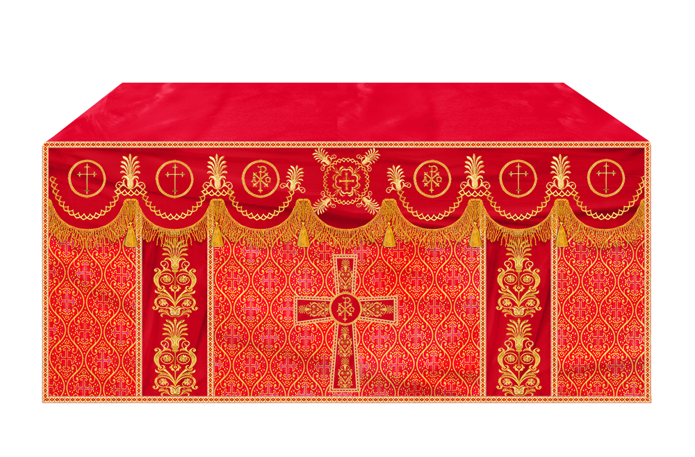 Altar Cloth with Embroidered Motif and Trims