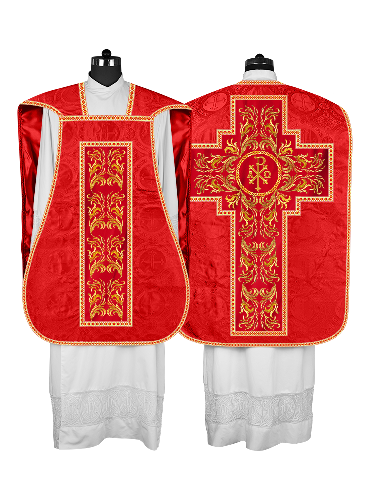 Roman Chasuble Vestment With Woven Braids and Trims