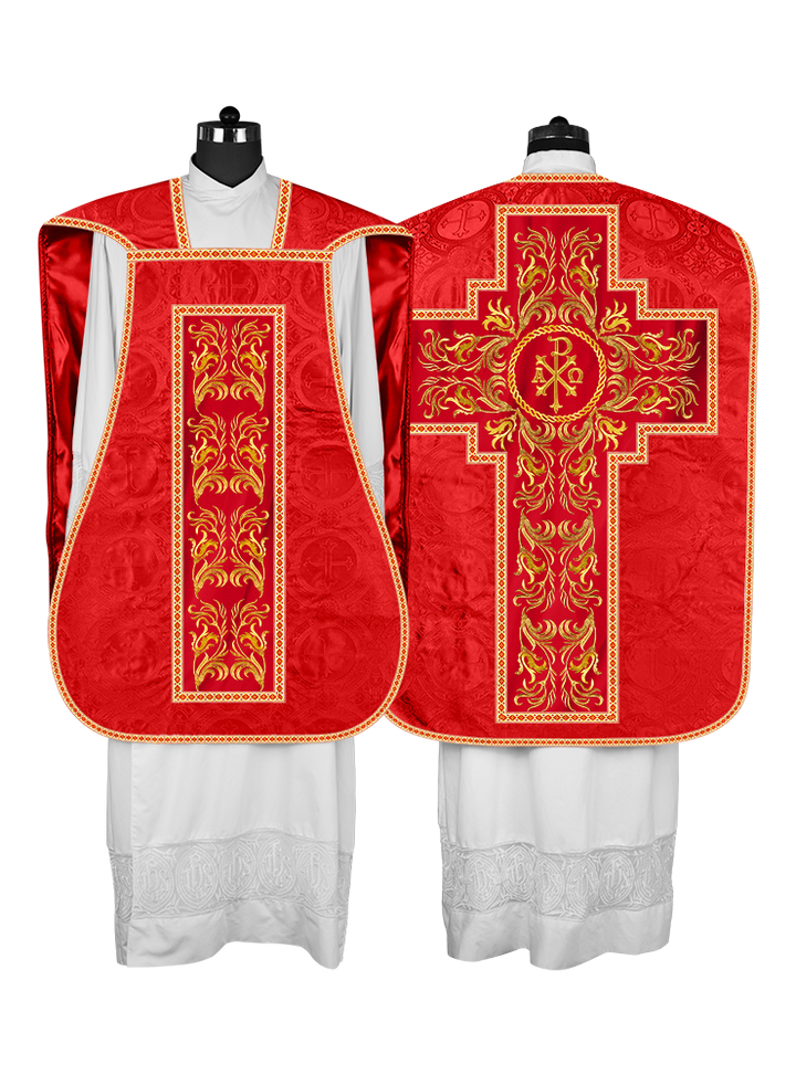 Roman Chasuble Vestment With Woven Braids and Trims