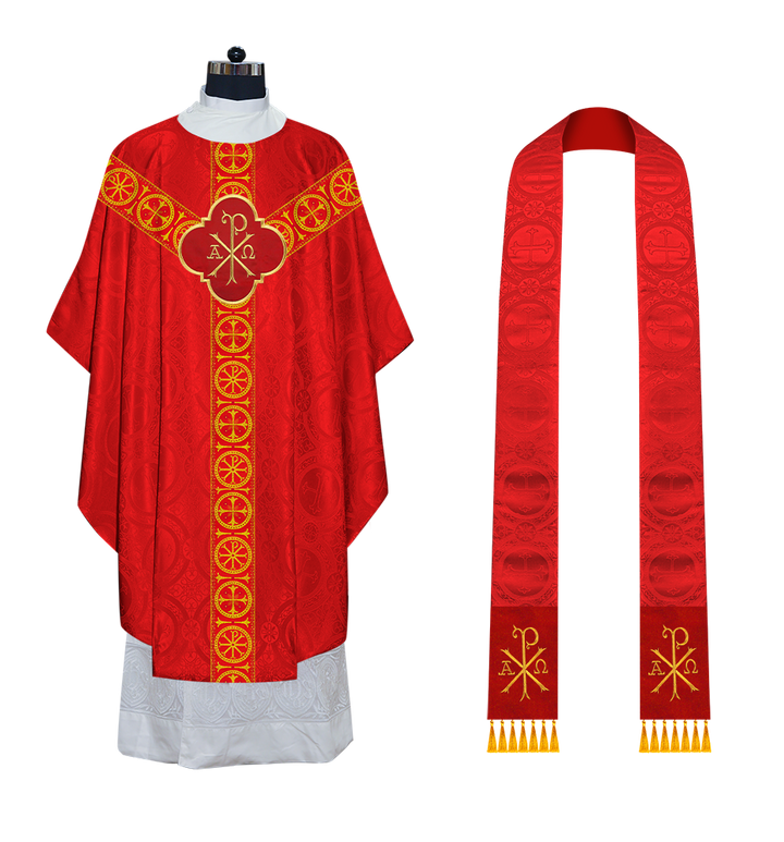 Gothic Chasuble Vestment with Y type braided orphrey