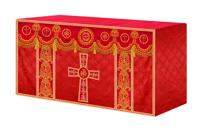 Ornate Altar Cloth with Gold Embroidery & Gothic Cross Design