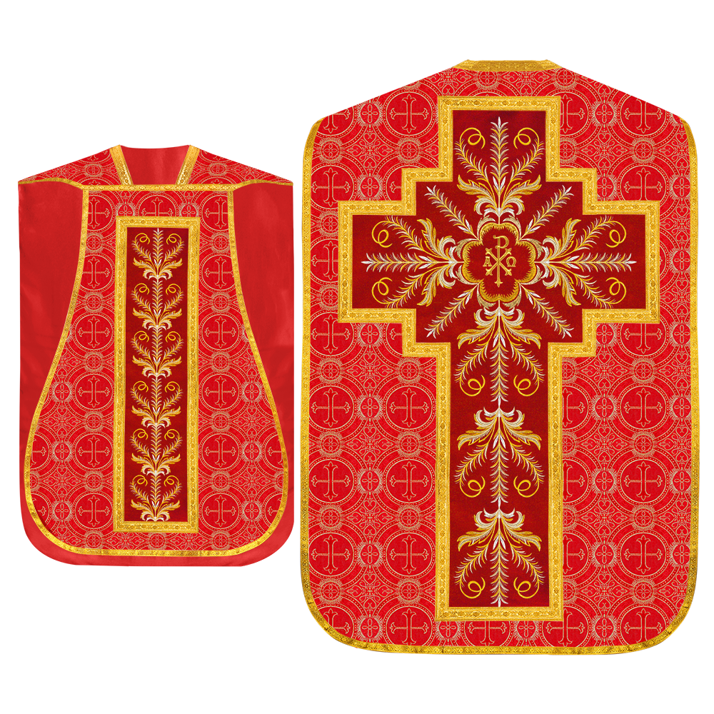 Set of Four Roman Chasuble with liturgical motifs