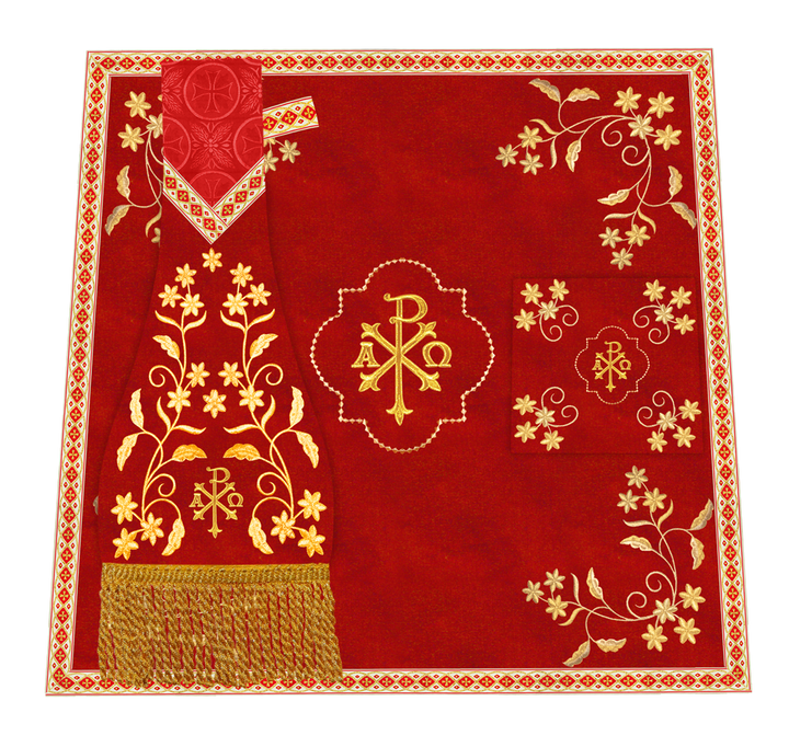 Elegant Embroidered Altar Cloth with Decorative Trim