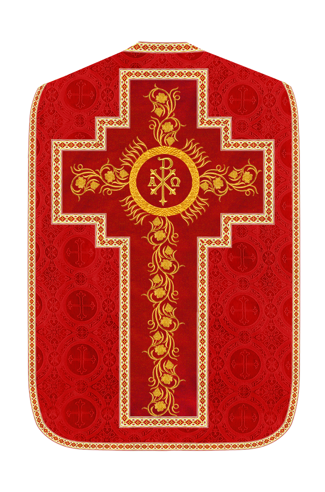 Roman Chasuble Vestment With Grapes Embroidery and Trims