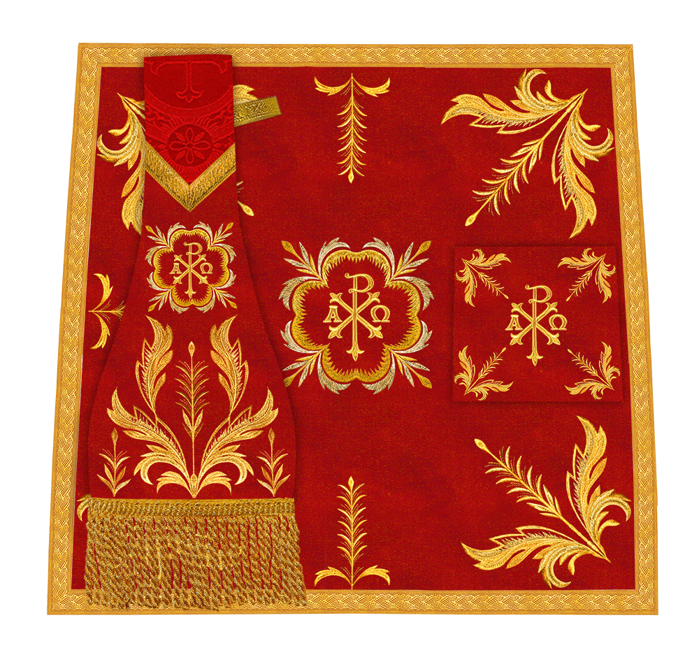 Set of Four Roman Chasuble with liturgical motifs