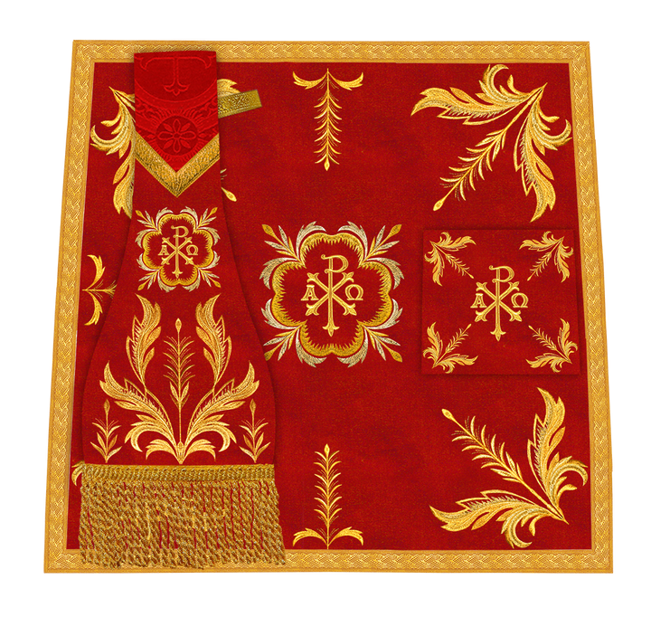 Set of Four Roman Chasuble with liturgical motifs