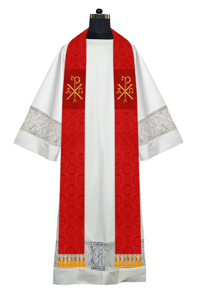 Ordination Stole with Embroidered Spiritual Motif
