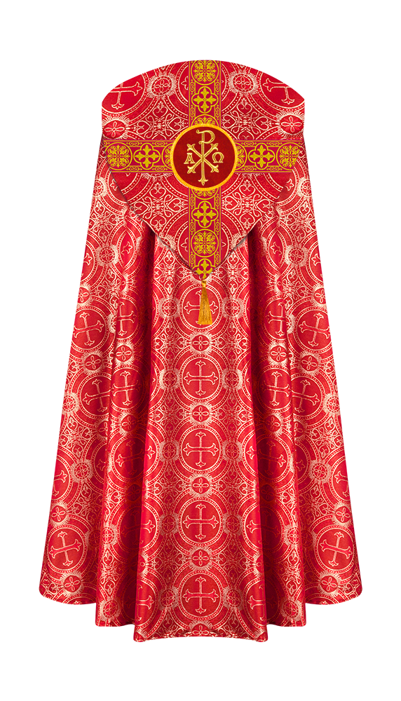 Gothic Cope Vestment with Cross type Braided Trims and motif