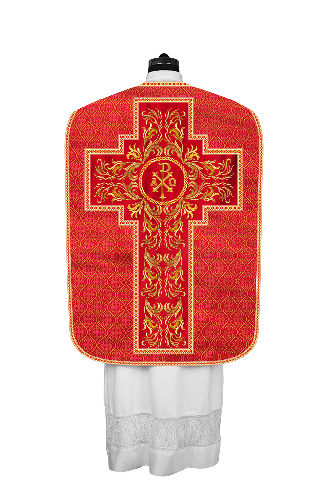 Roman Chasuble Vestment With Woven Braids and Trims