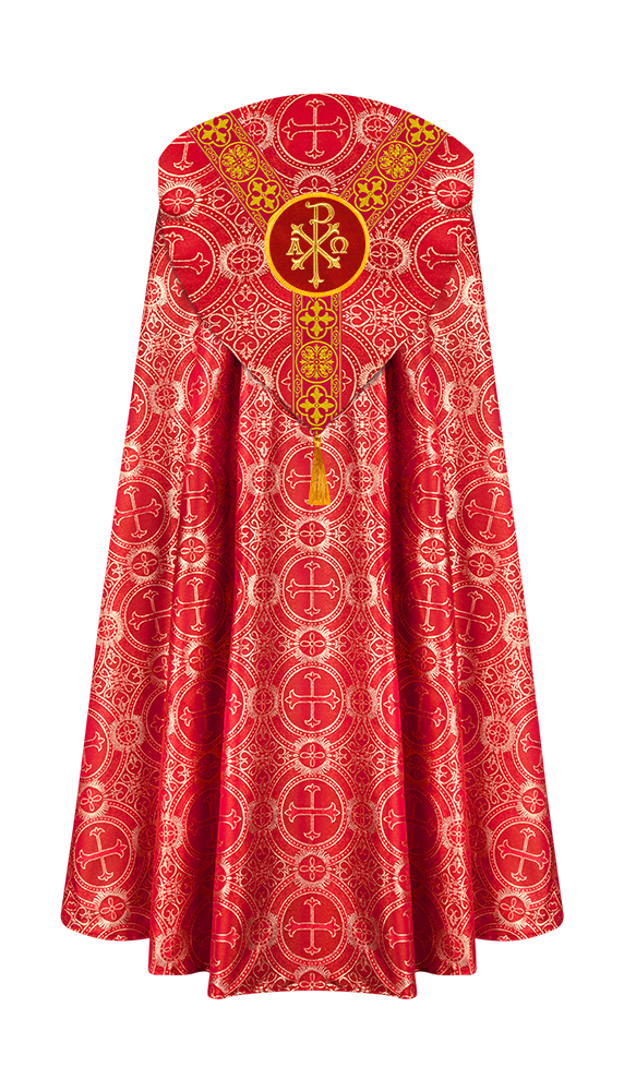 Gothic Cope Vestment with Y Type Braided Trims and Motifs