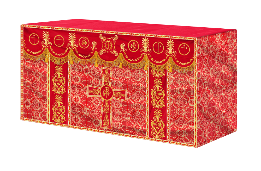 Altar Cloth with Embroidered Motif and Trims