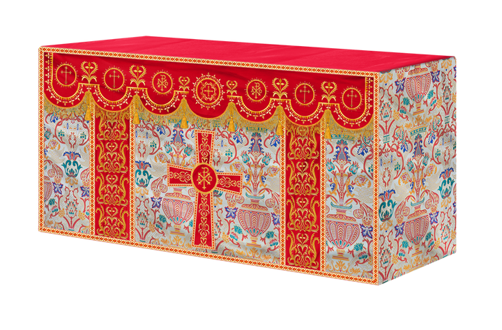 Tapestry Altar Cloth with Elegant Embroidered Trims