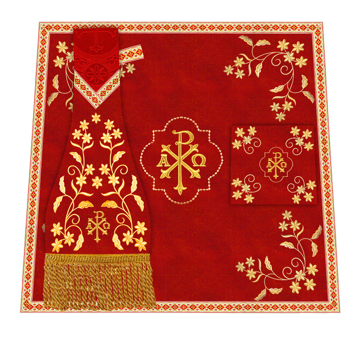 Roman Chasuble Vestment With Floral Design and Trims