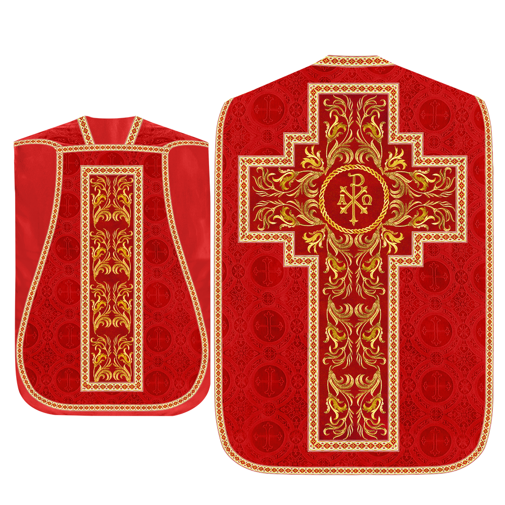 Roman Chasuble Vestment With Woven Braids and Trims