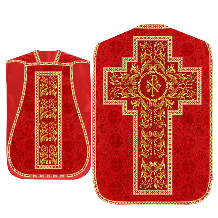 Roman Chasuble Vestment With Woven Braids and Trims