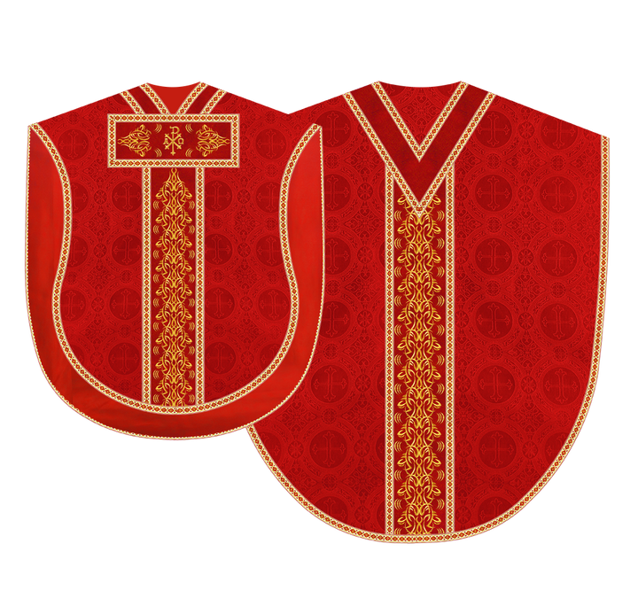 Borromean Chasuble Vestment With Braided Orphrey and Trims