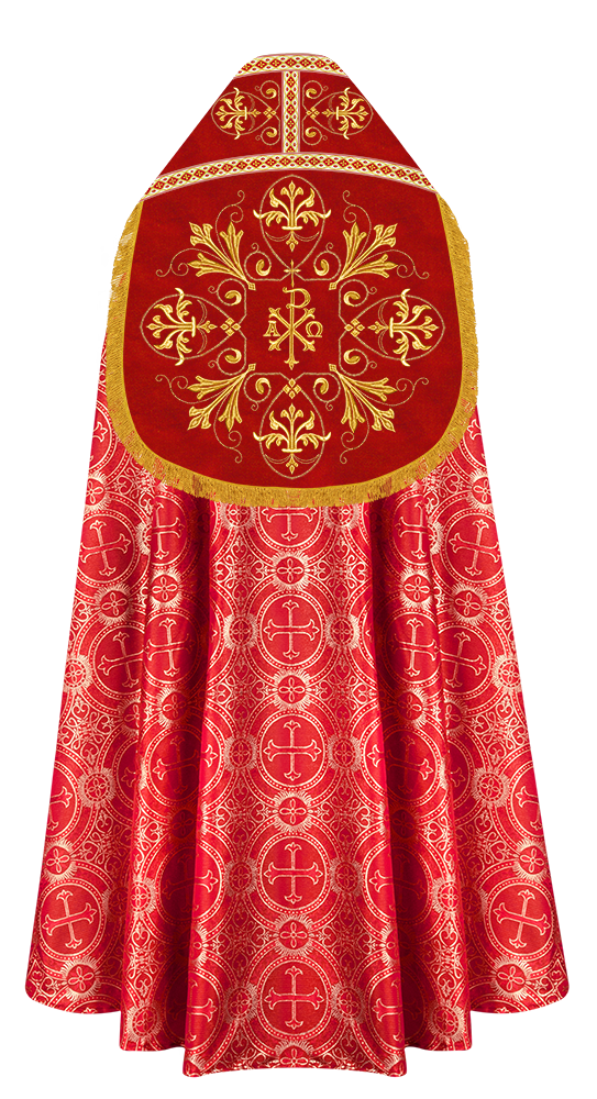 Embroidered Roman Cope Vestment with Braided Trims