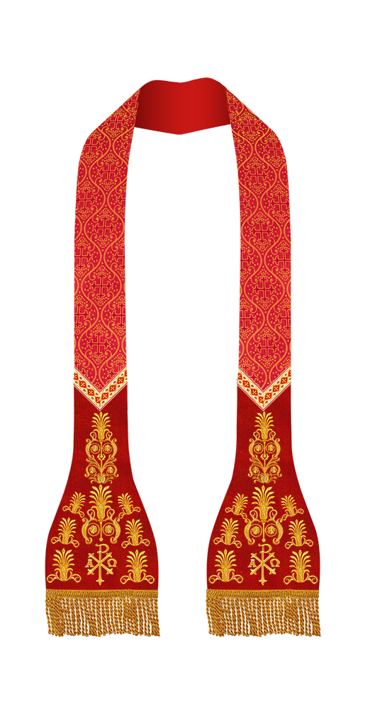 Embroidered Roman stole with Motif and trims