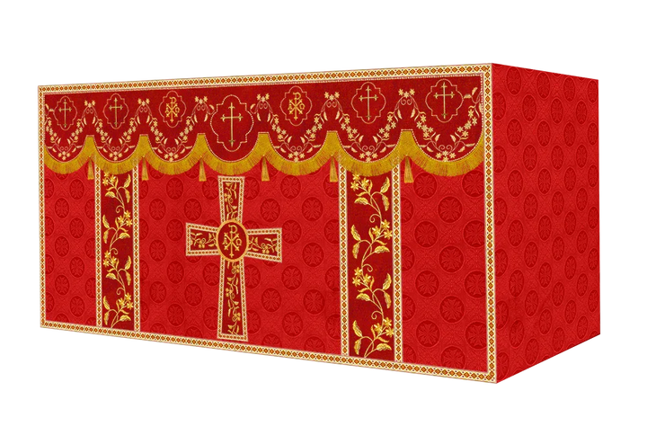 Elegant Embroidered Altar Cloth with Decorative Trim