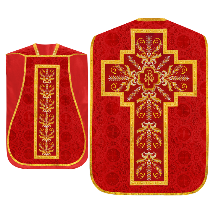 Set of Four Roman Chasuble with liturgical motifs