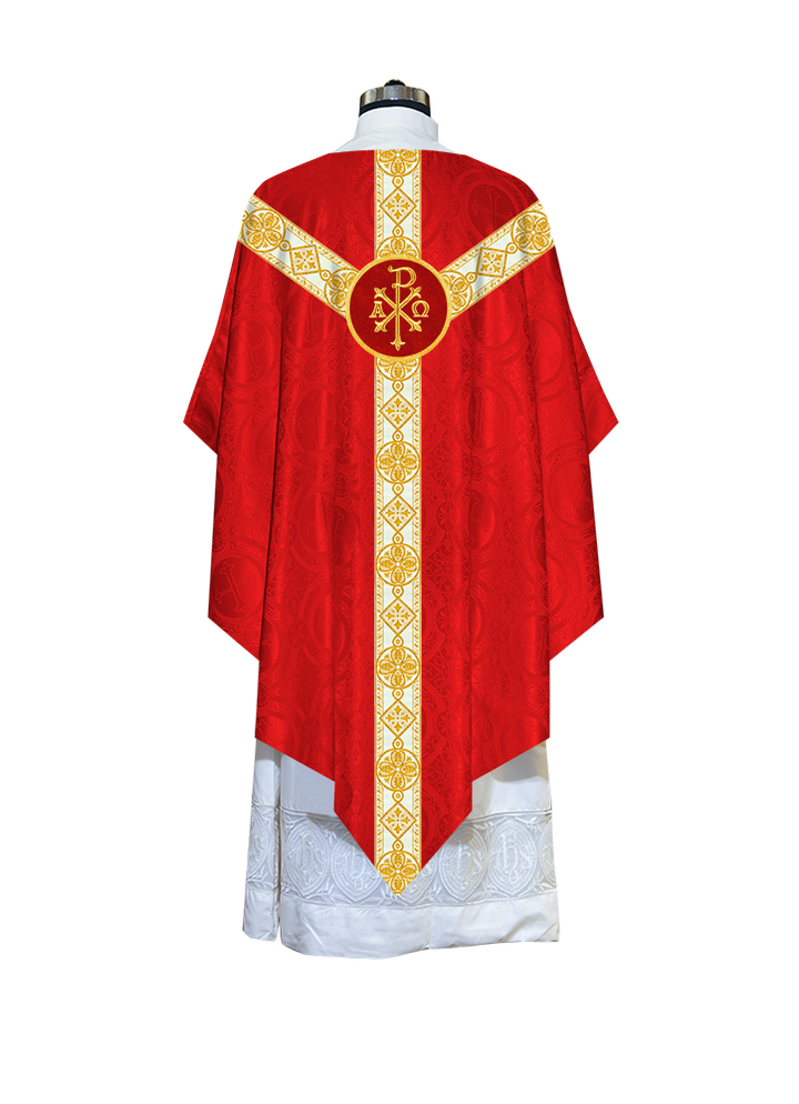 Traditional Pugin Style Chasuble Adorned with White Braids