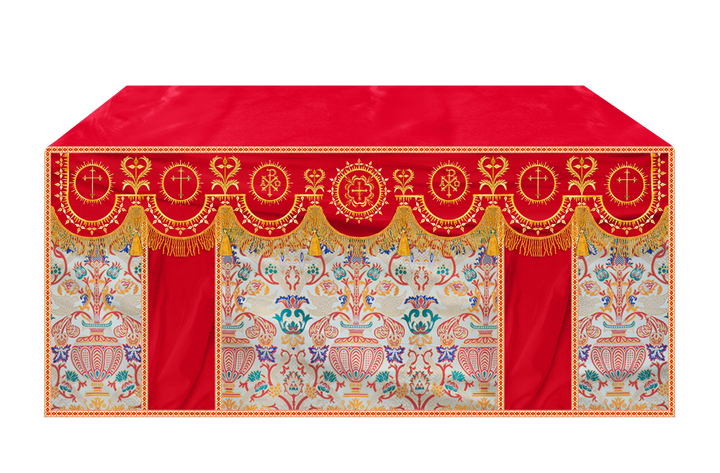 Tapestry Altar Cloth with Elegant Embroidered Trims