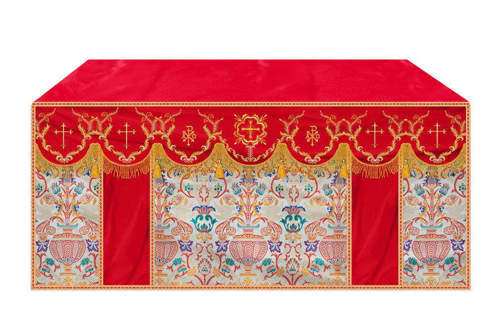 Liturgical Tapestry Altar Cloth with Detailed Embroidered Trims