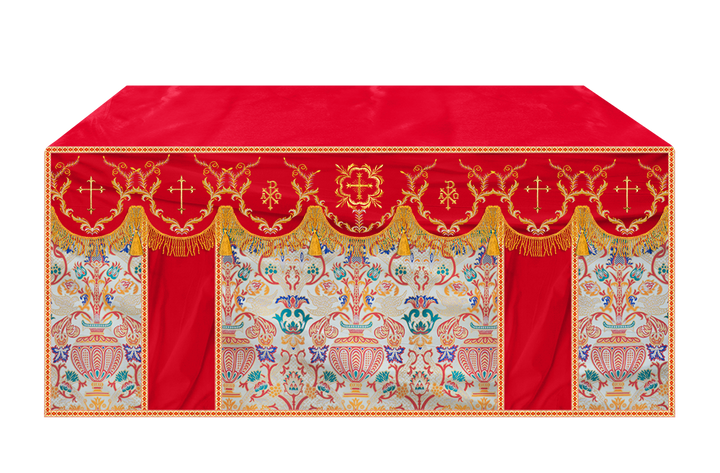Liturgical Tapestry Altar Cloth with Detailed Embroidered Trims