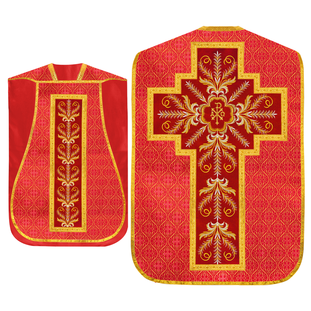 Set of Four Roman Chasuble with liturgical motifs