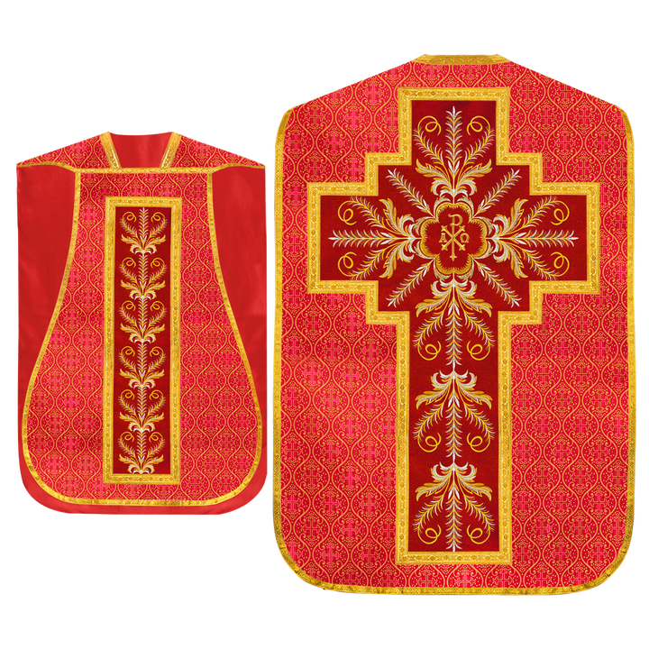 Set of Four Roman Chasuble with liturgical motifs