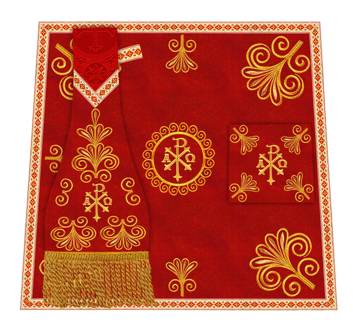 Roman Chasuble Vestment enriched With Coloured Braids and Trims