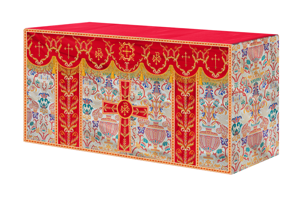 Liturgical Tapestry Altar Cloth with Detailed Embroidered Trims