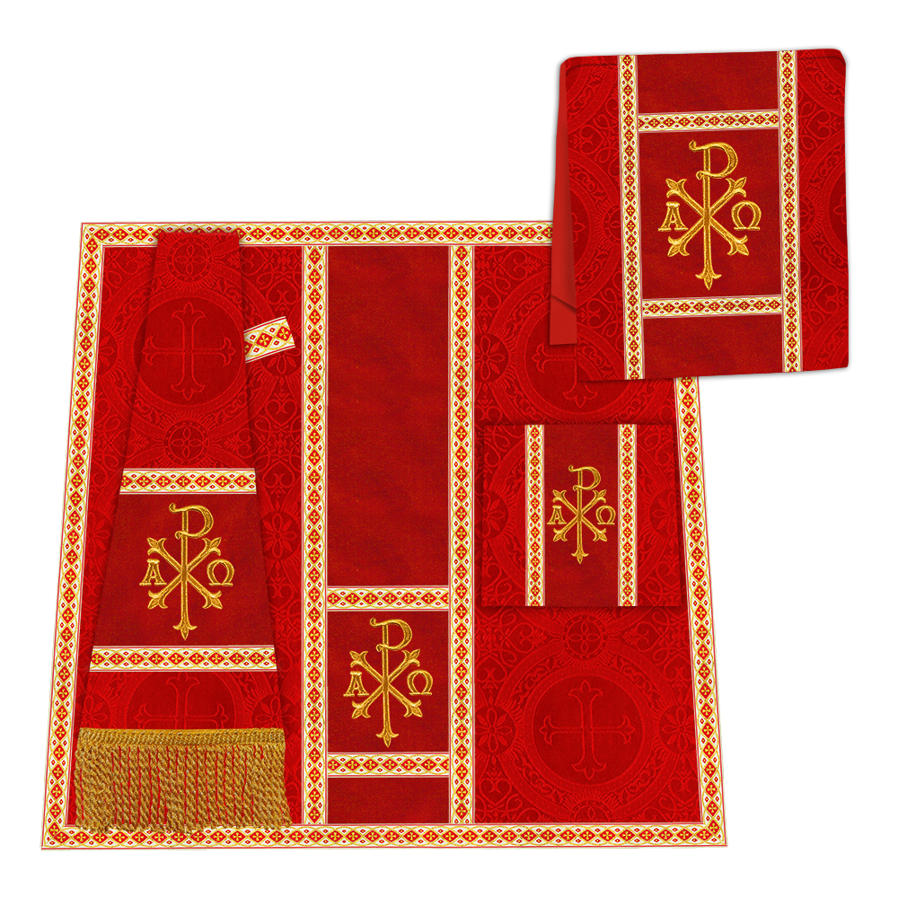 Gothic Chasuble with Embroidered Motif and Plain Orphrey