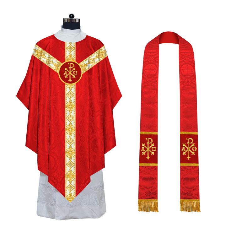 Traditional Pugin Style Chasuble Adorned with White Braids