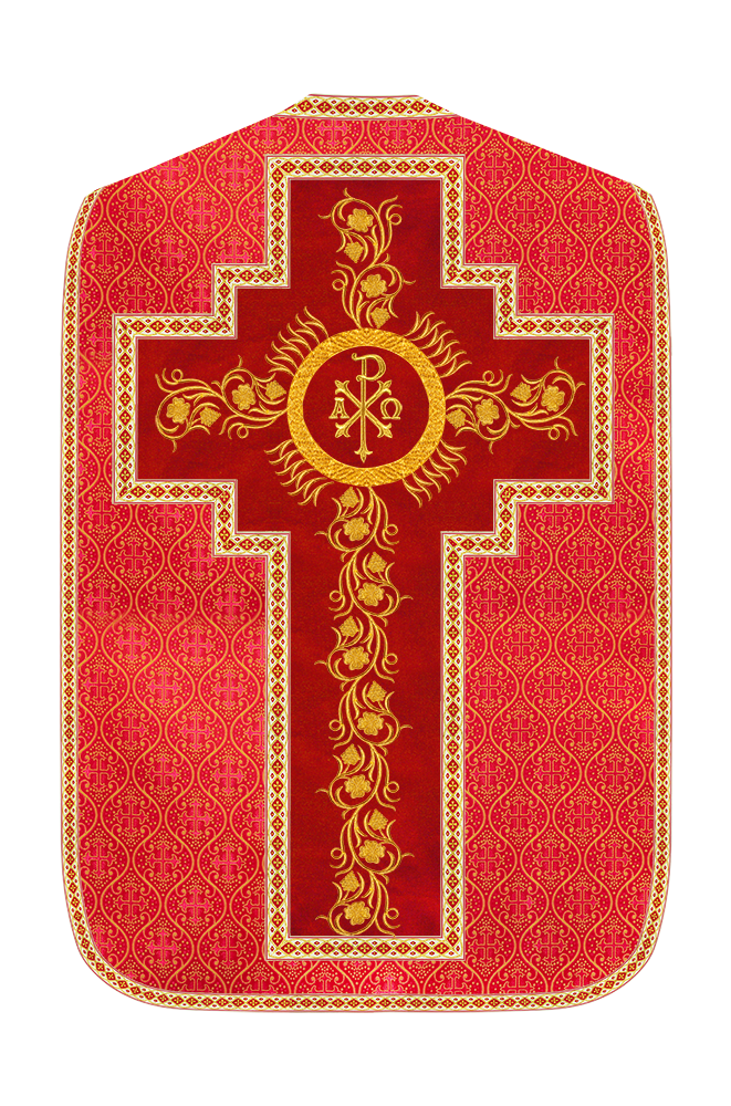 Roman Chasuble Vestment With Grapes Embroidery and Trims