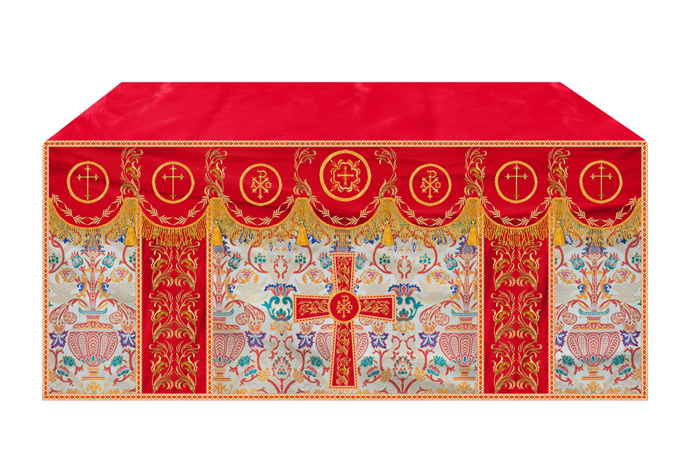 Traditional Tapestry Altar Cloth with Embroidery Details