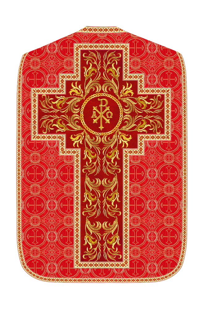 Roman Chasuble Vestment With Woven Braids and Trims