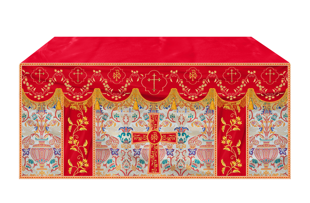 Tapestry Altar Cloth Adorned with Intricate Embroidery